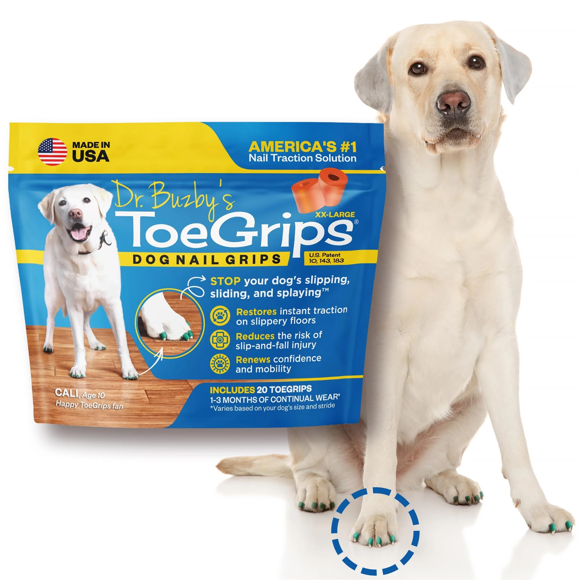 High-Grade Dr. Buzby's XXLarge ToeGrips for Dogs – Instant Traction on Wood Floors 20 Grips Top-Quality
