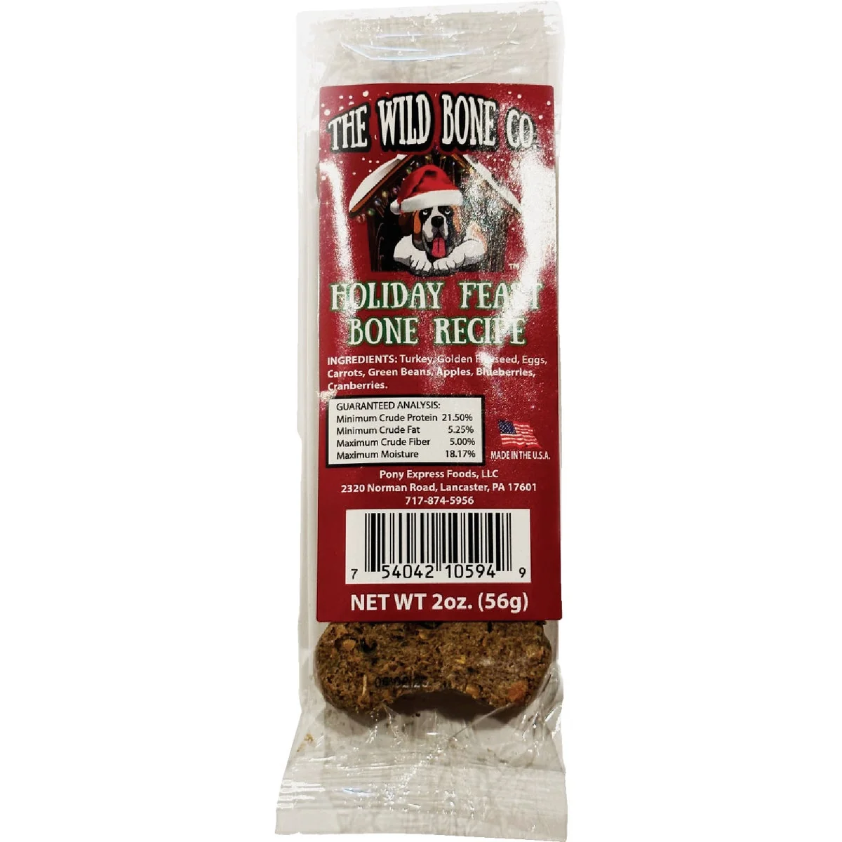 Expertly Made The Wild Bone Company Holiday Feast Bone Dog Treat 2 Oz. Trendy