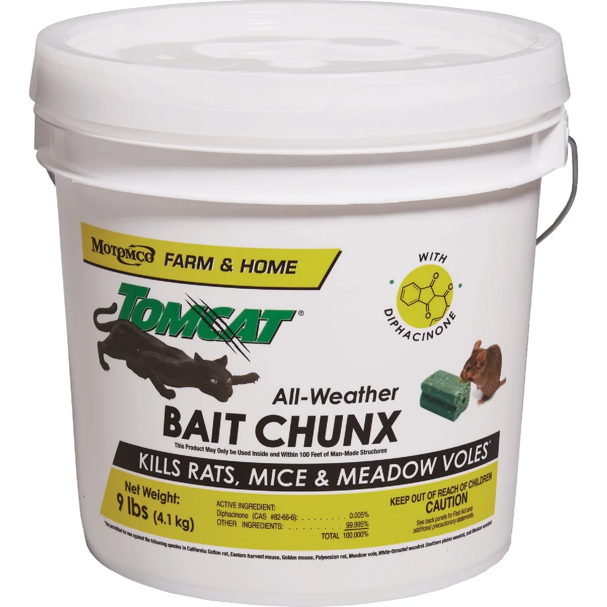 Effective Tomcat 9 Lb. All-Weather Rats Mice Meadow Voles Bait Chunx Durable