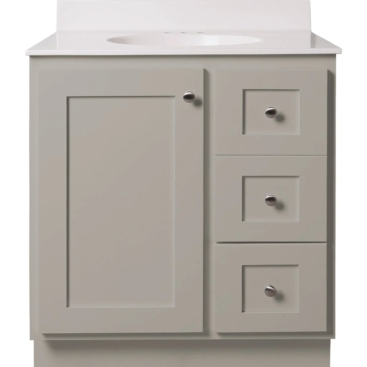 Pure Bertch Storage Solutions 30 In. W x 34-1 2 In. H x 21 In. D Harbor Vanity Base without Top 1 Door 3 Drawer High-Quality