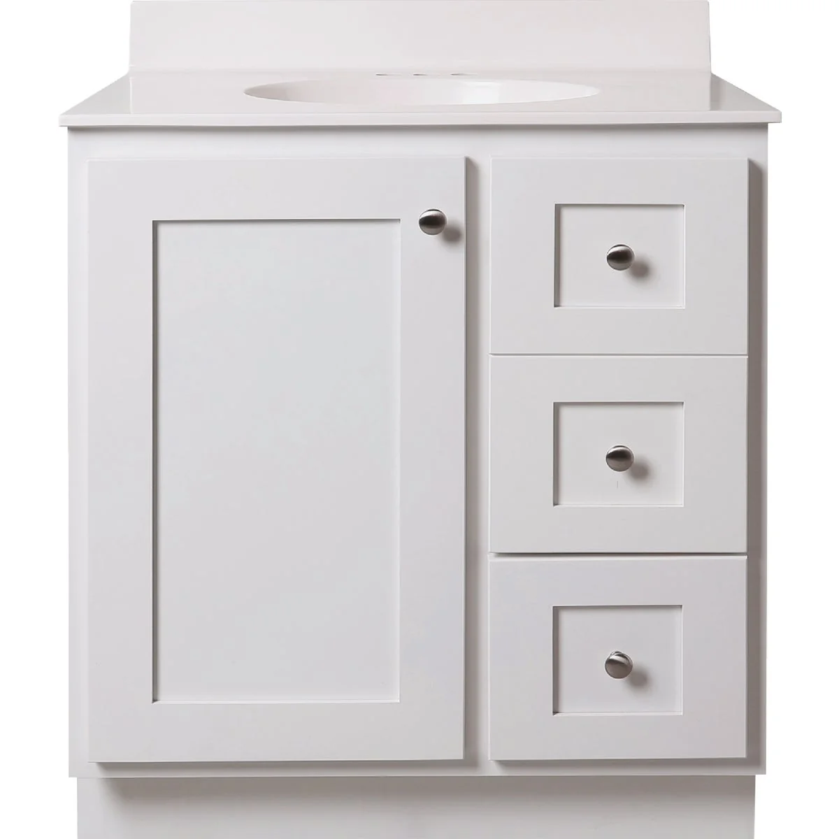 Healthy Bertch Storage Solutions 30 In. W x 34-1 2 In. H x 21 In. Deep White Vanity Base without Top 1 Door 3 Drawer Consistent