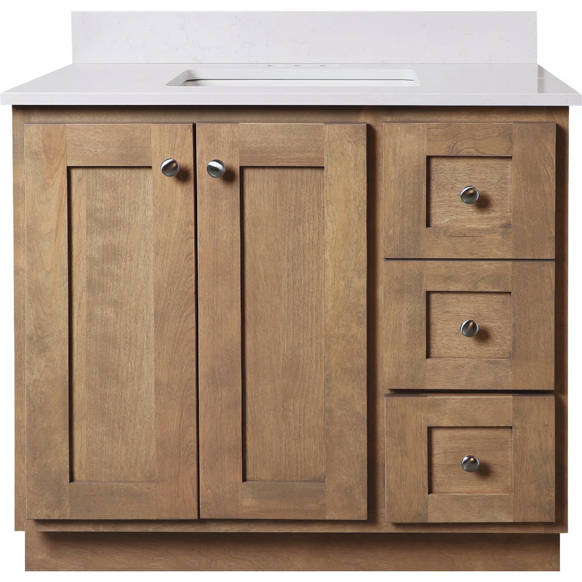 Next-Generation Bertch Storage Solutions 36 In. x 34-1 2 In. H x 21 In. D Driftwood Vanity Base without Top 2 Door 3 Drawer Environmentally Friendly