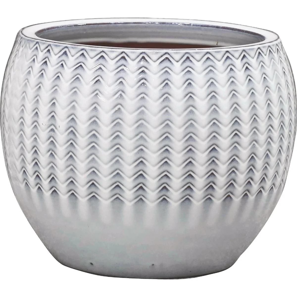 Official Deroma Wester 11.4 In. Dia. White Ceramic High Gloss Planter Elegant