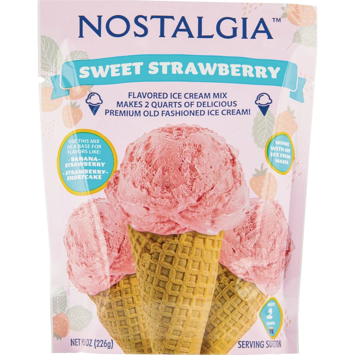 High-Performance Nostalgia 8 Oz. Strawberry Individual Ice Cream Packets Breathable