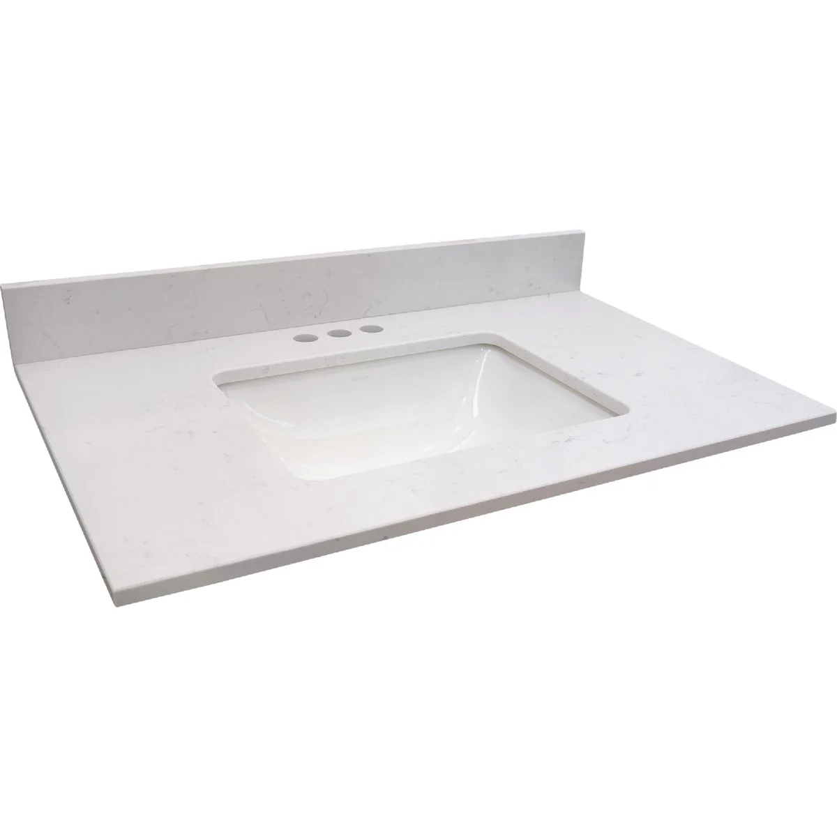 Next-Generation Bertch Oasis 37 In. x 22.5 In. Jasmine White Veined Quartz Vanity Top with Rectangular Bowl High-Quality