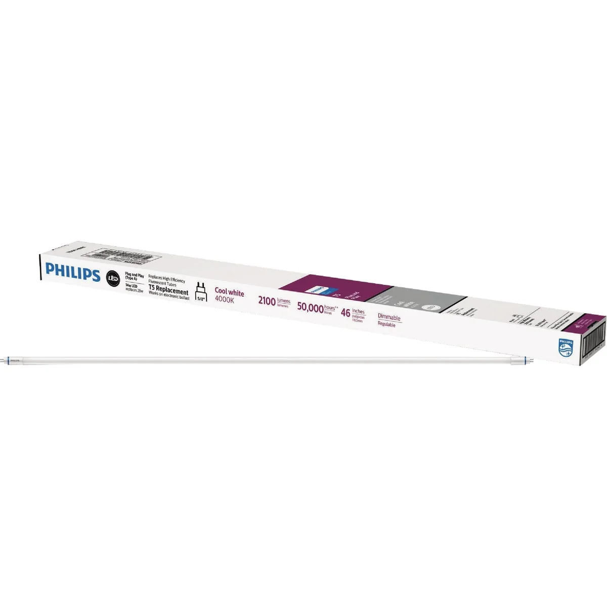 Fine Crafted Philips InstantFit 28W Equivalent 46 In. Cool White T5 Type A LED Tube Light Bulb Sophisticated