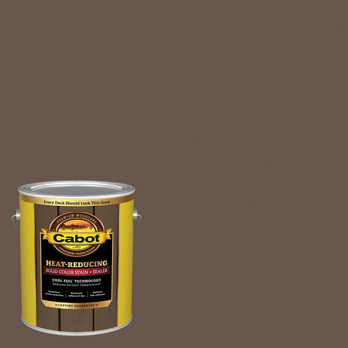 Proven Cabot Heat-Reducing Solid Color Stain Sealer with Cool Feel Technology Brown Cashmere 1 Gal. Fine Crafted