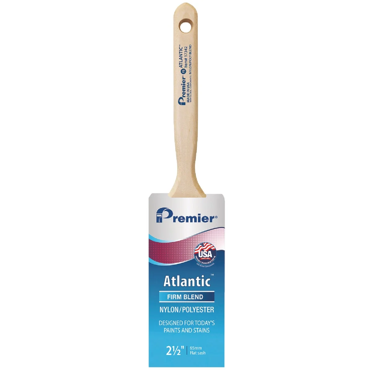 Modern Premier Atlantic 2-1 2 In. Flat Sash Nylon Poly Paint Brush Traditional