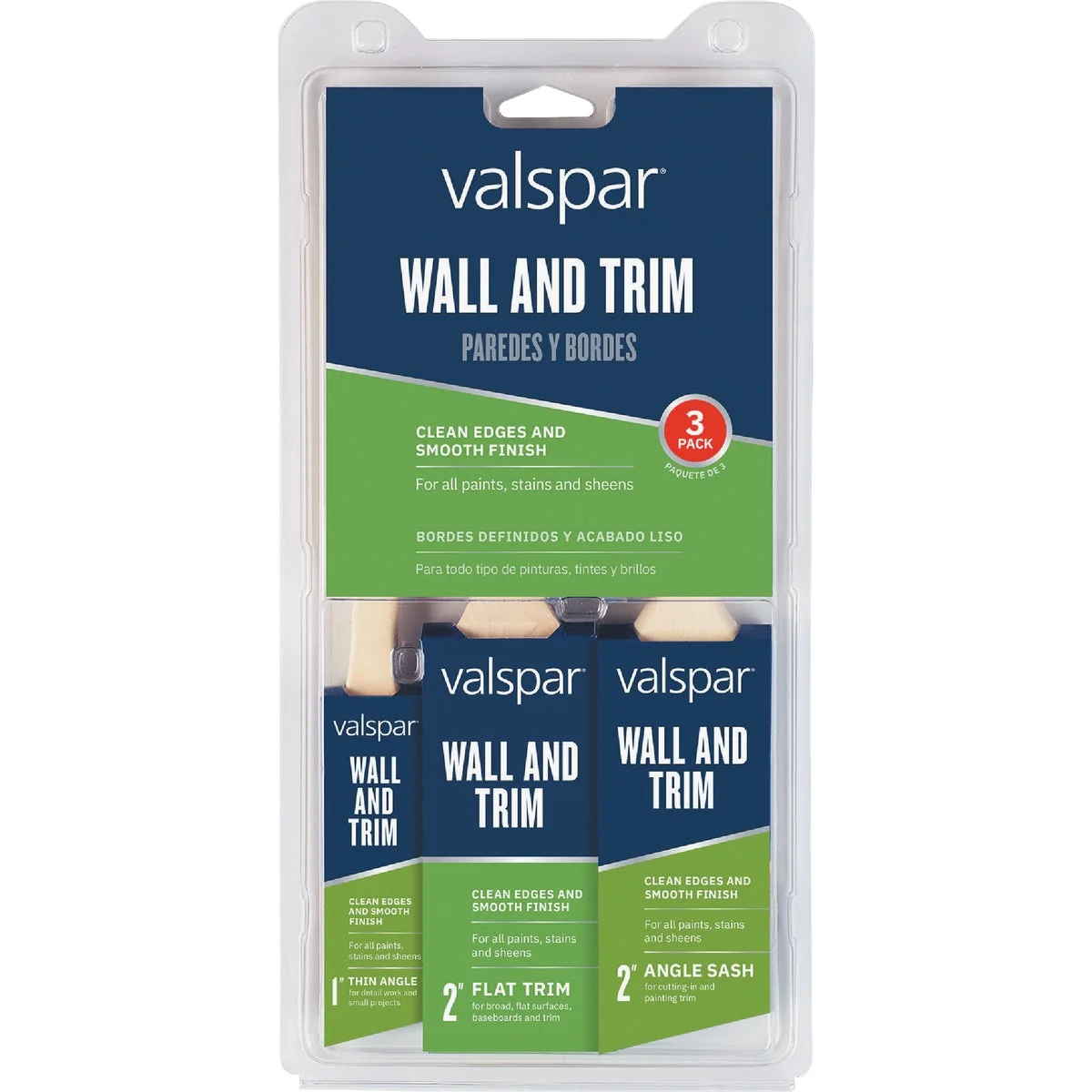 Luxury Valspar Wall Trim 1 2 In. Angle Sash 2 In. Flat Trim Brush 3-Pack Green