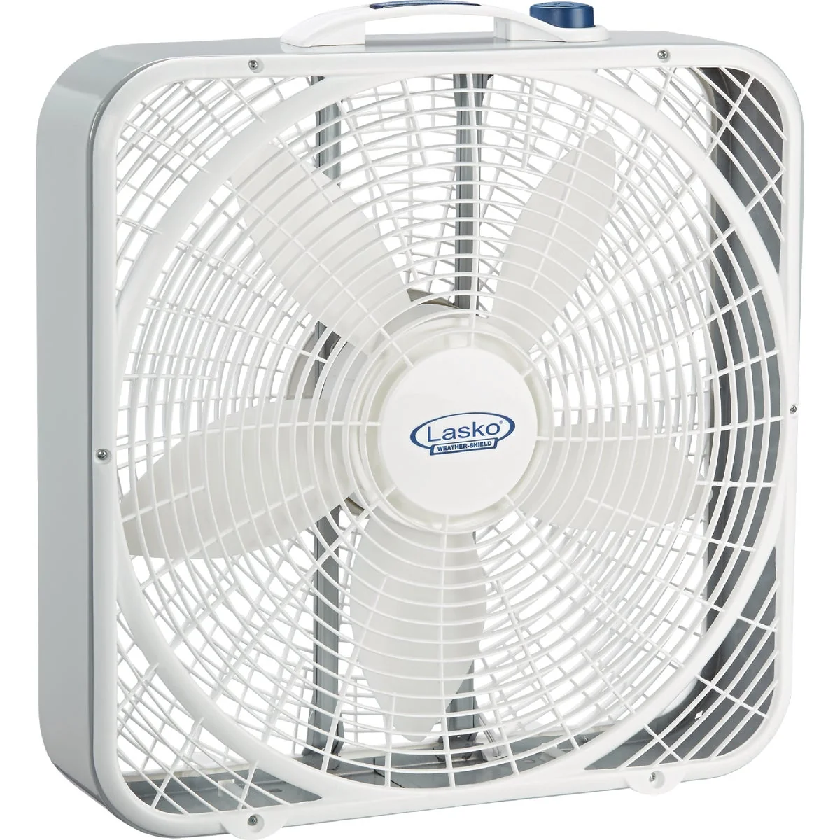 Premium Material Lasko 20 In. 3-Speed White Weather-Shield Performance Box Fan Advanced