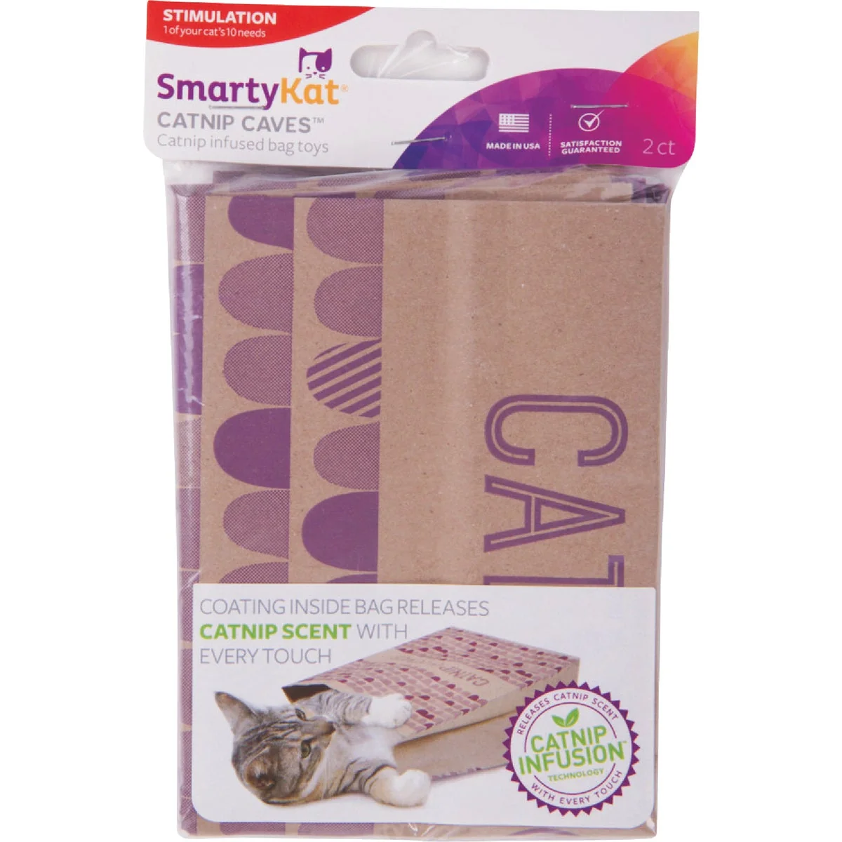 Original Design SmartyKat Catnip Caves Cat Toy 2-Pack Relaxed