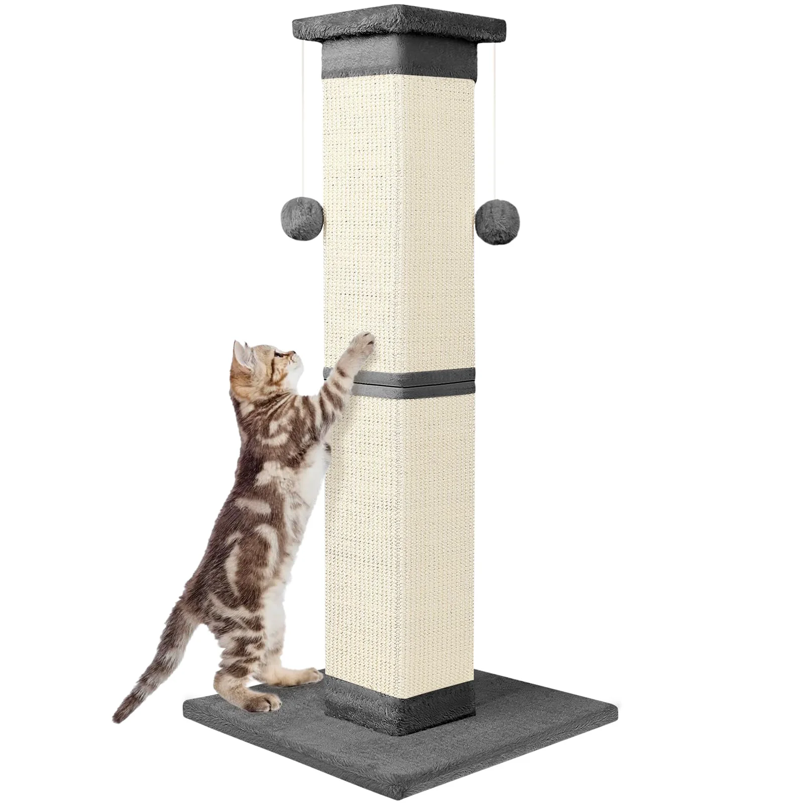 Innovative SOCATER Cat Scratching Post 33 Inch Nature Sisal Scratch Post for Indoor Cats Grey Proven