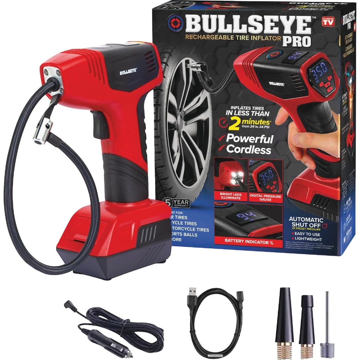 Pure Bullseye Pro Rechargeable Tire Inflator Stylish