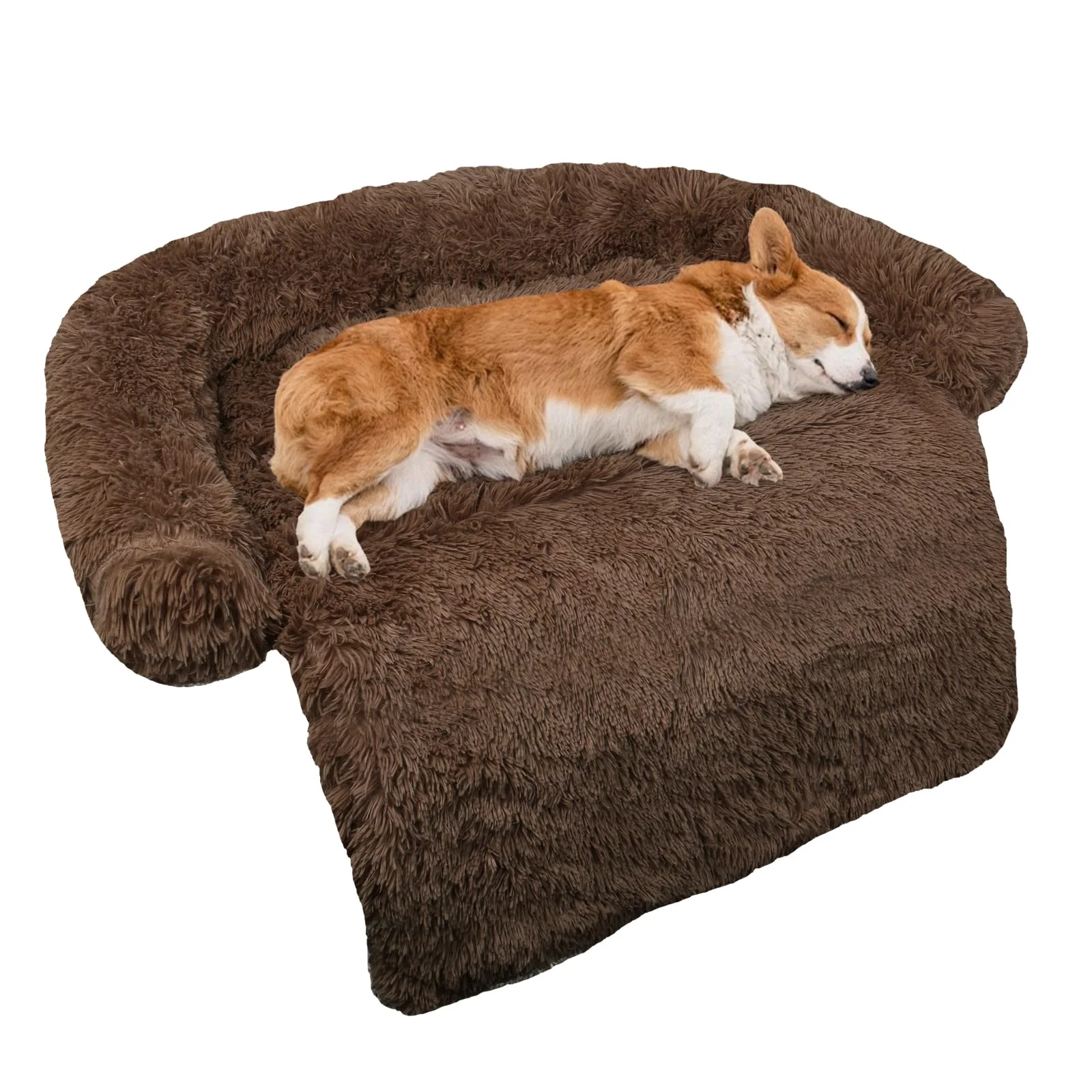 Fashionable GGIB Calming Dog Bed – Fluffy Plush Mat with Removable Cover Medium Coffee Fast