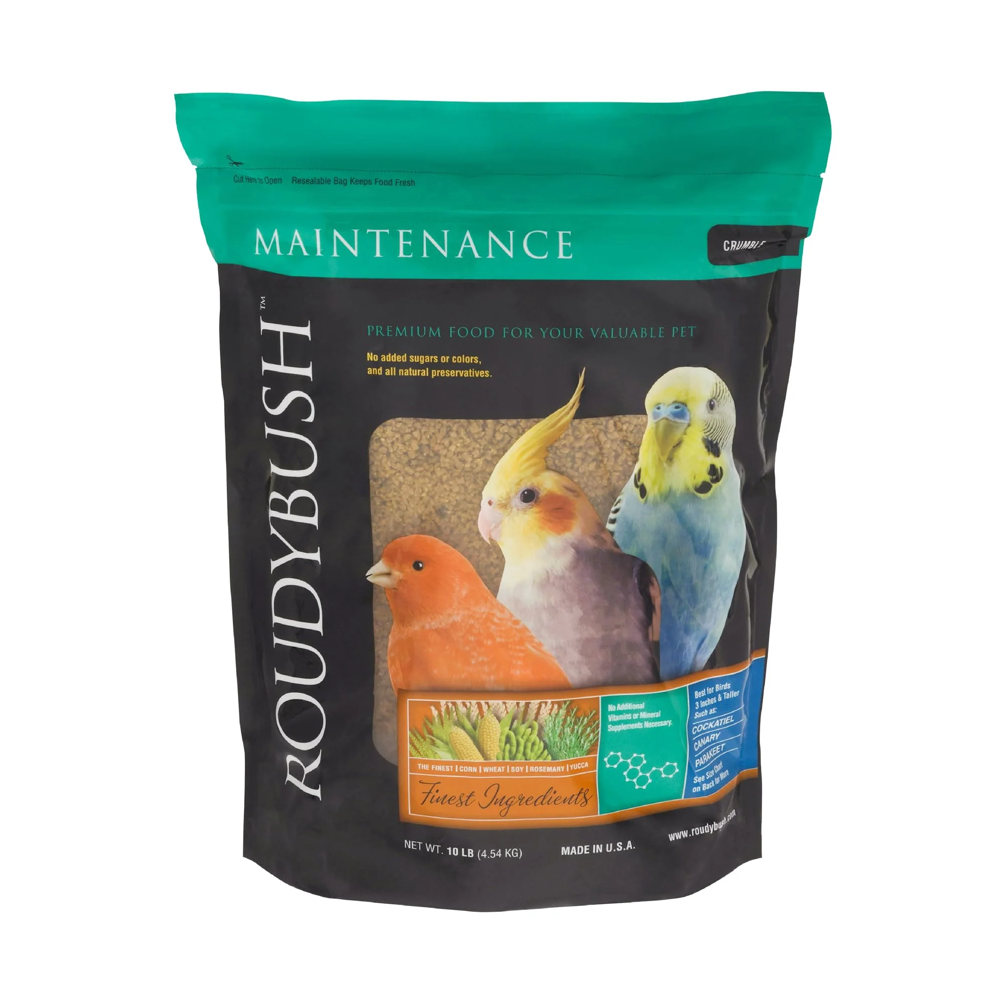 Exclusive RoudyBush Daily Maintenance Bird Food Crumbles 10 lb – Balanced Pellet Diet for Healthy Birds Functional