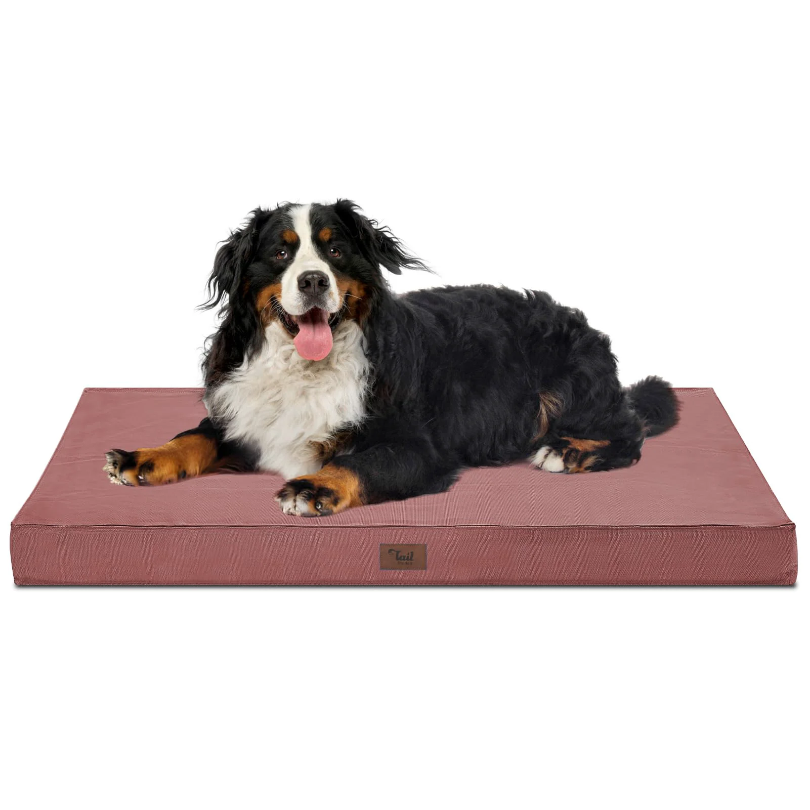 Sustainable Tail Stories Outdoor XXL Dog Bed for Giant Breeds – 47x29 in Pink Waterproof Orthopedic Foam Top-Quality