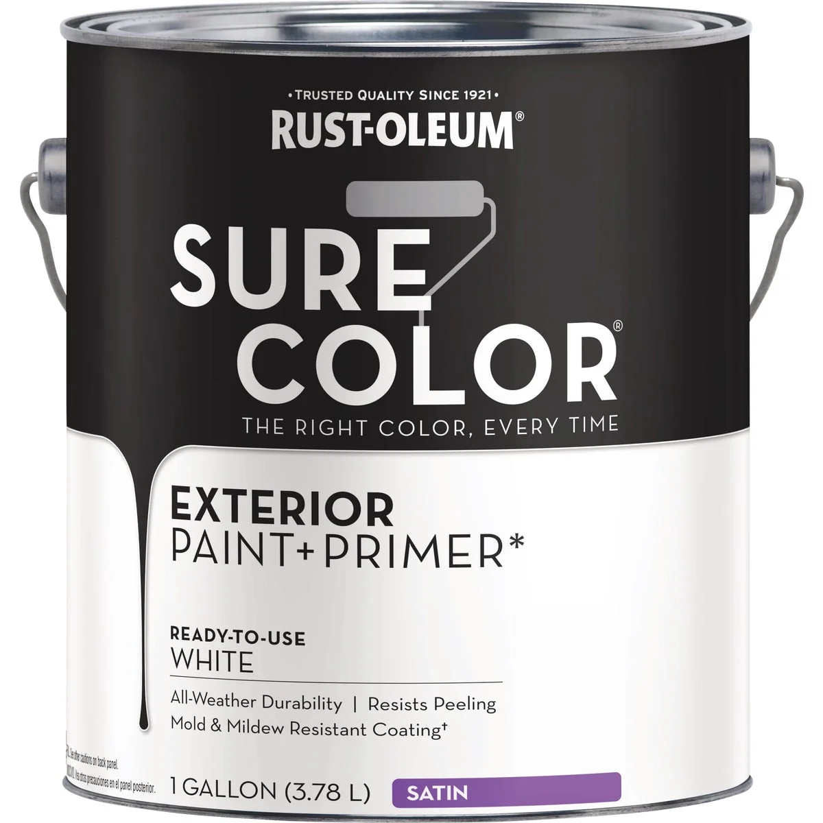 Prestigious Rust-Oleum Sure Color Exterior Paint and Primer White Satin 1 Gal Relaxed