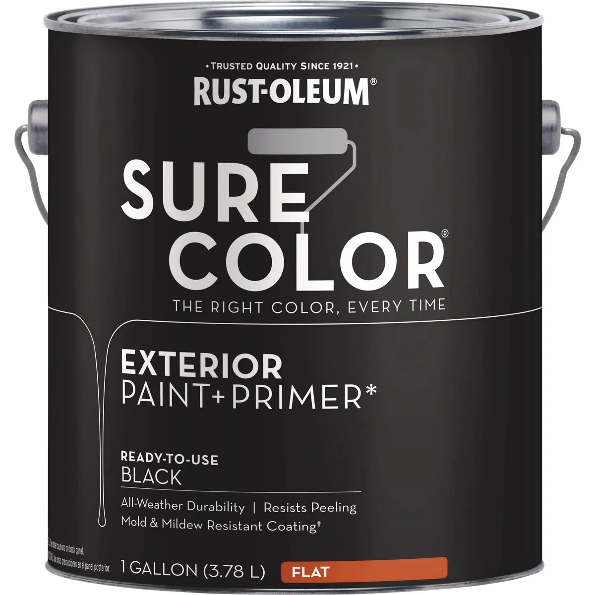 Next-Generation Rust-Oleum Sure Color Exterior Paint and Primer Black Flat 1 Gal Refined