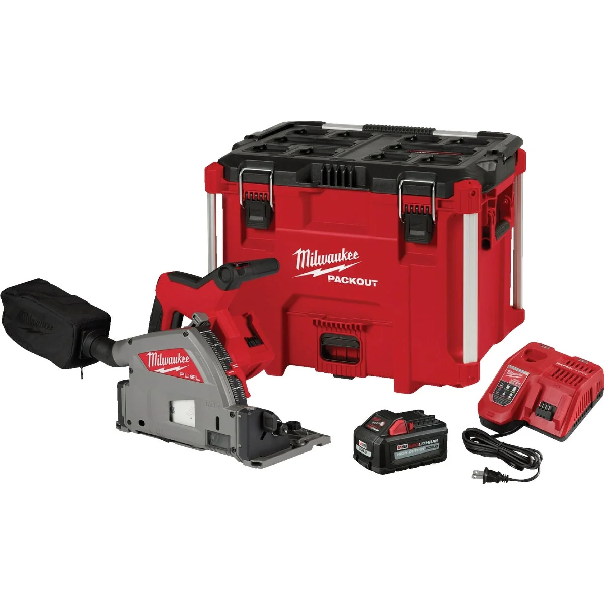 Recyclable Milwaukee M18 FUEL Brushless 6-1 2 In. Cordless Plunge Track Saw Kit with 6.0 Ah Battery Charger Artisan