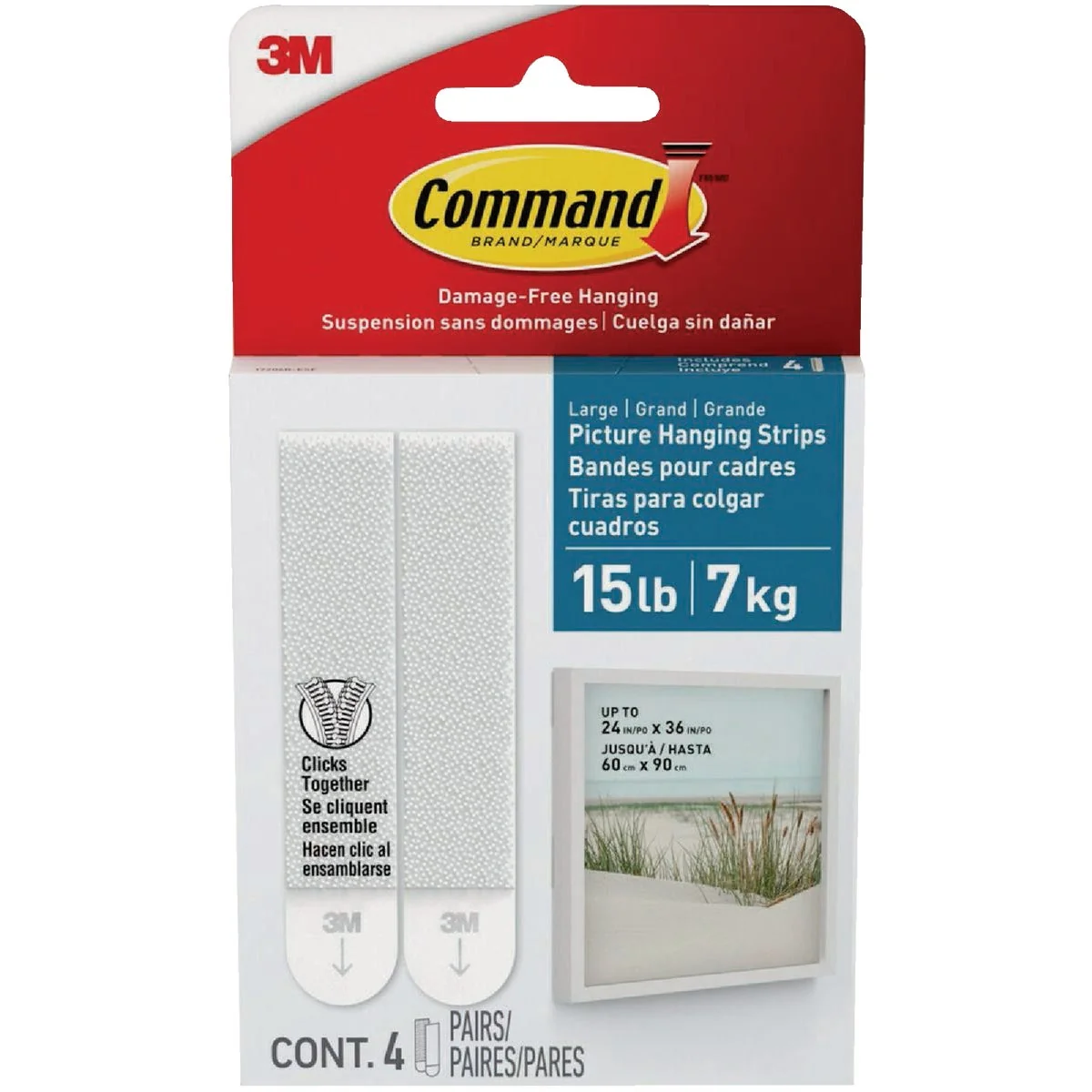 Healthy Command 15 Lb. White Bath Picture Hanging Strips 4 Pairs Advanced
