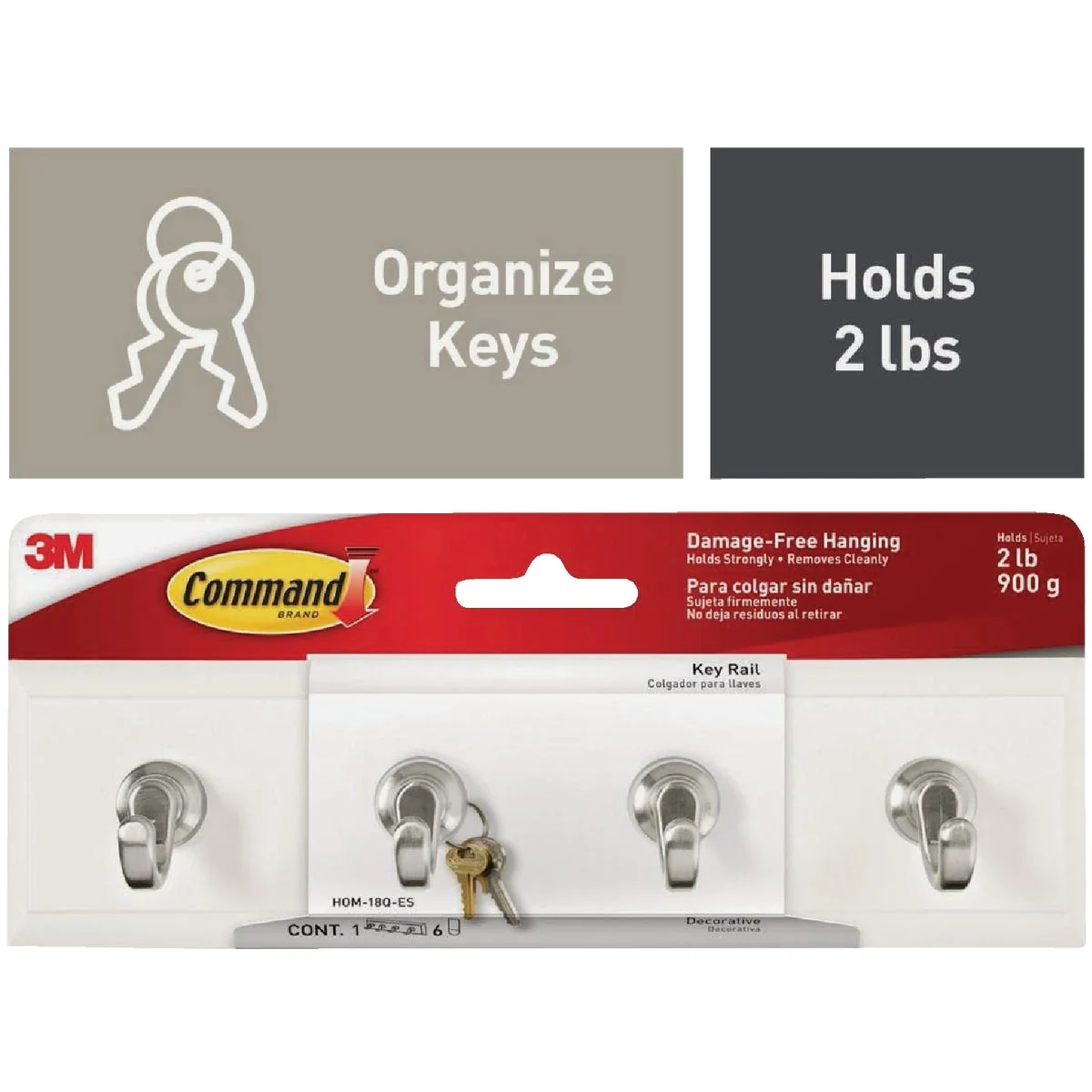 User-Friendly Command Quartz Key Rail 6 Strips Elegant