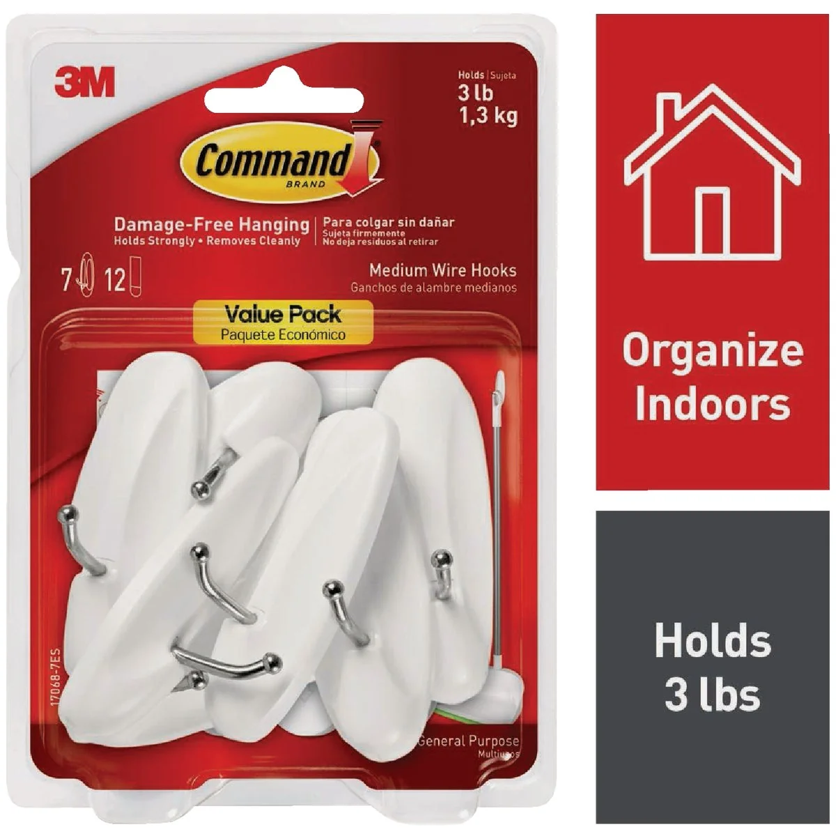 Recyclable Command Medium Wire Hooks Value Pack 7 hooks 12 strips Organic