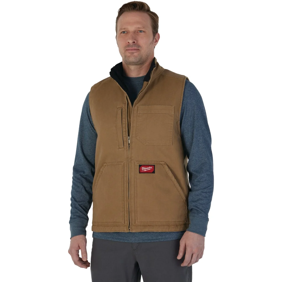 High-Performance Milwaukee Unisex 2XL Brown Sherpa Lined Canvas Heavy-Duty Vest Consistent