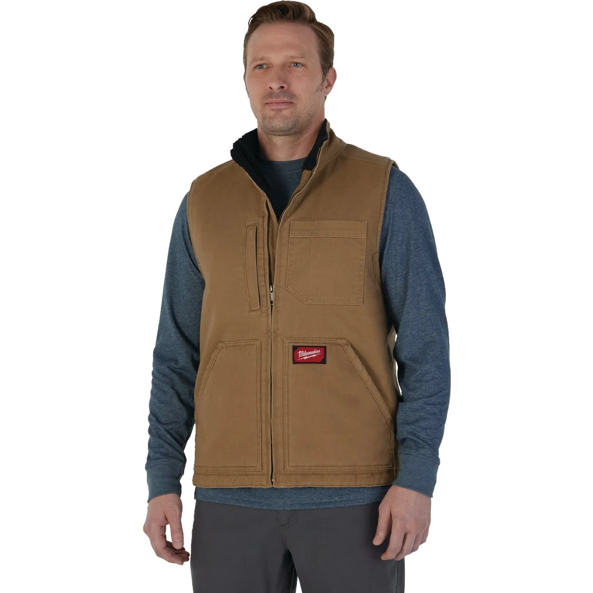 Prestigious Milwaukee Unisex XL Brown Sherpa Lined Canvas Heavy-Duty Vest Premium Material