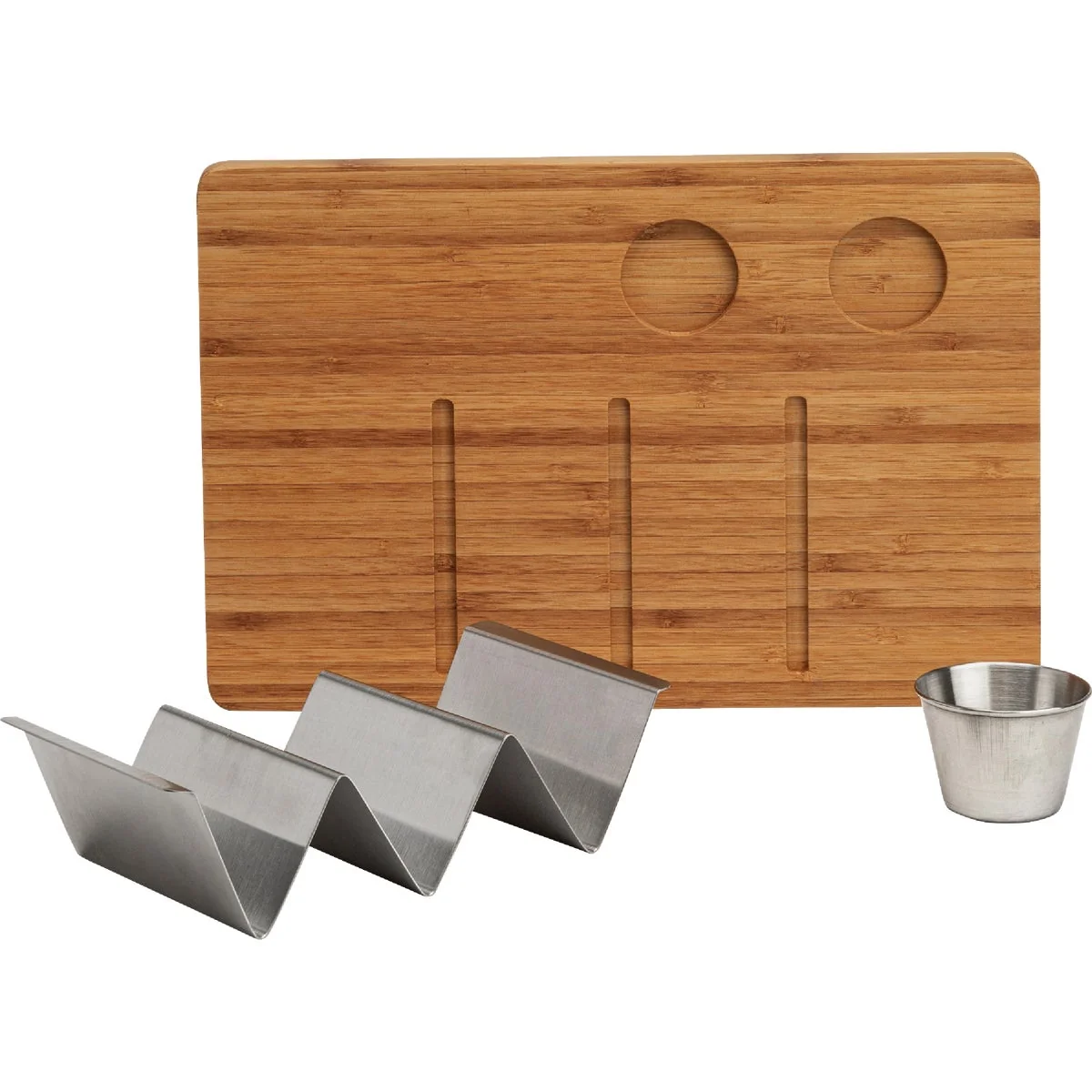 First-Class Ecolution Kitchen Extras Bamboo Wood Taco Board With Taco Holder 2 Cups Effective