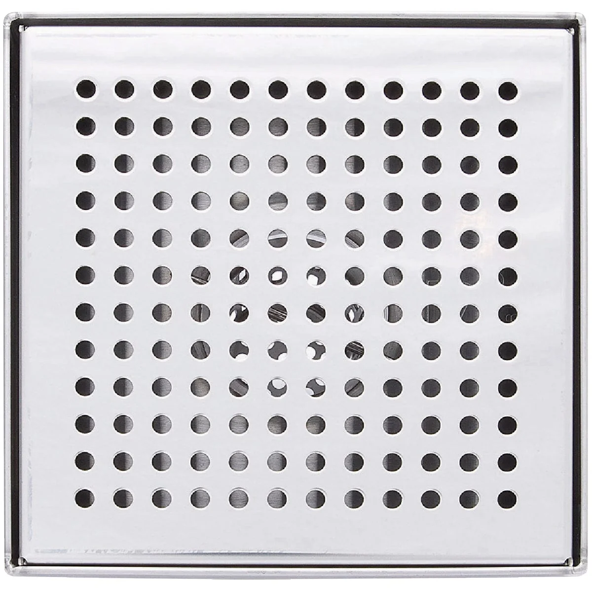 Official B K 6 In. Square Shower Drain Zero Pattern Chrome Natural