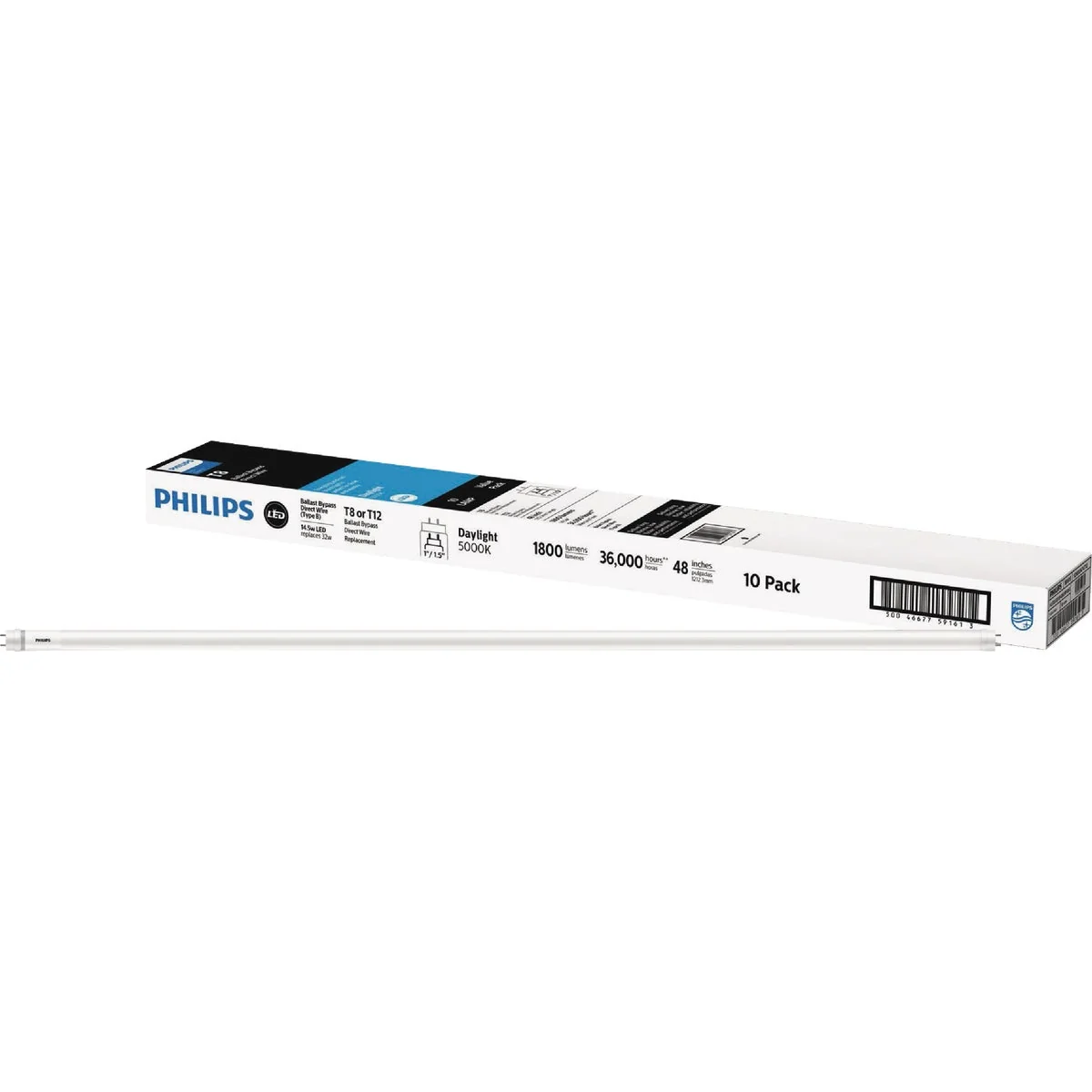 Proven Philips MainsFit 32W Equivalent 48 In. T8 Daylight G13 LED Tube Light Bulb 10-Pack Consistent
