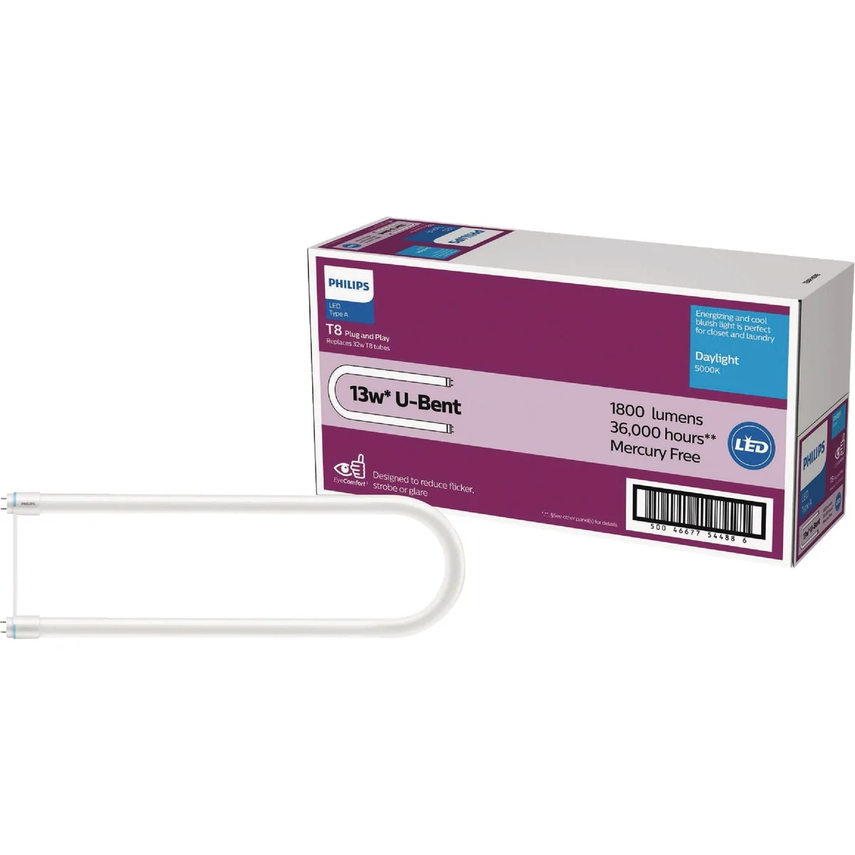 Innovative Philips InstantFit 32W Equivalent U-Bent T8 Type A Daylight LED Tube Light Bulb High-End