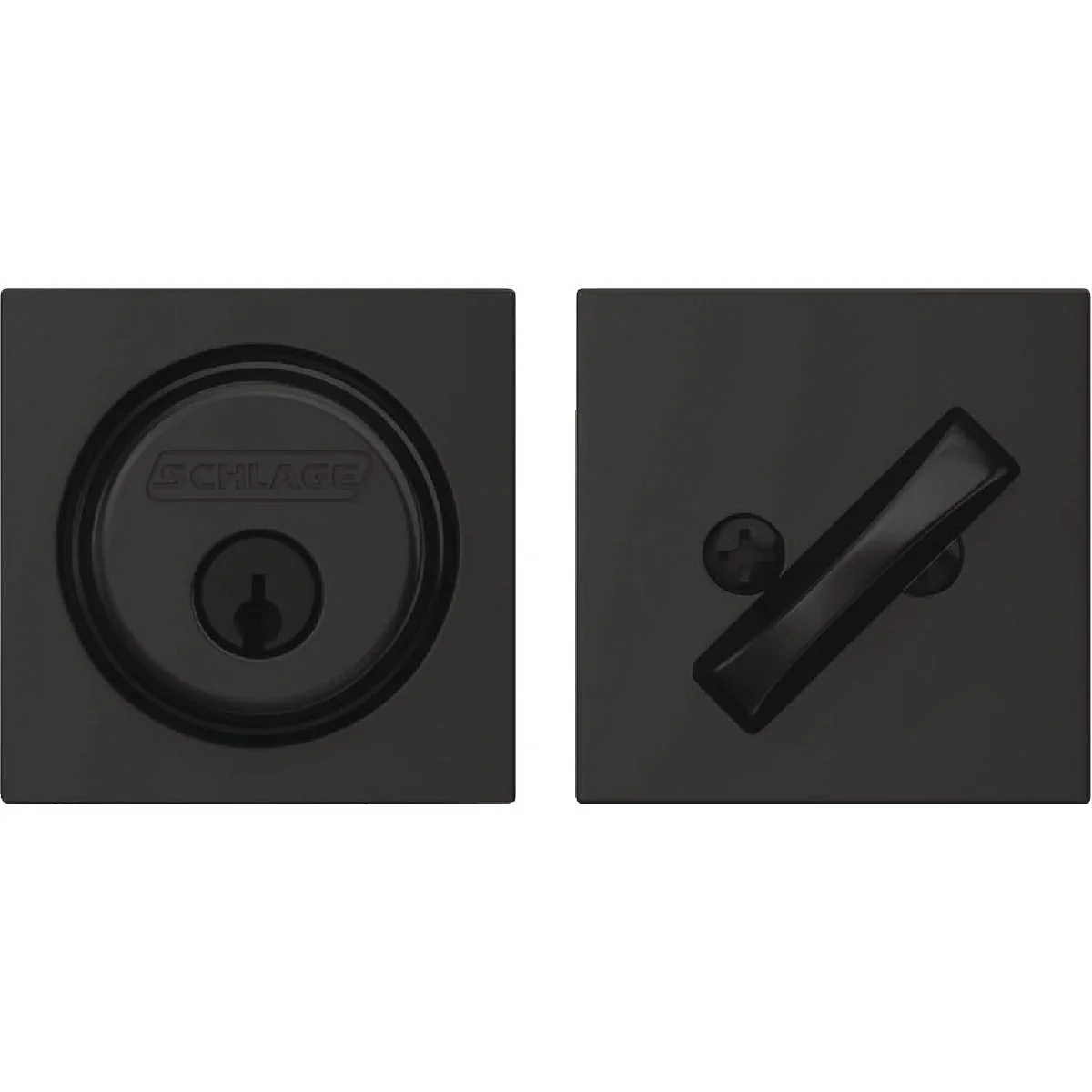 Modern Schlage Single Cylinder Deadbolt with Collins Trim in Matte Black Refined