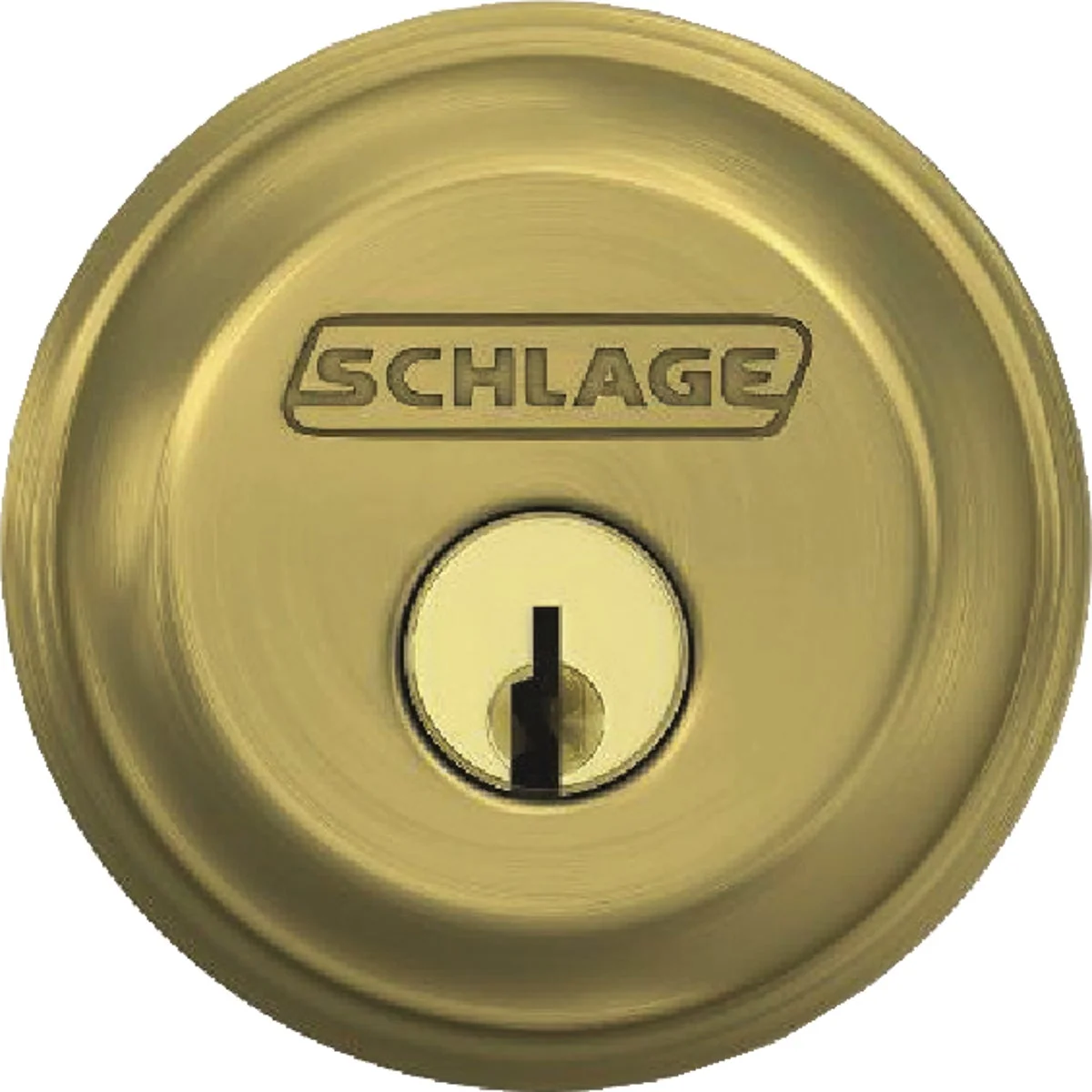 Recyclable Schlage Single Cylinder Deadbolt in Satin Brass Artisan
