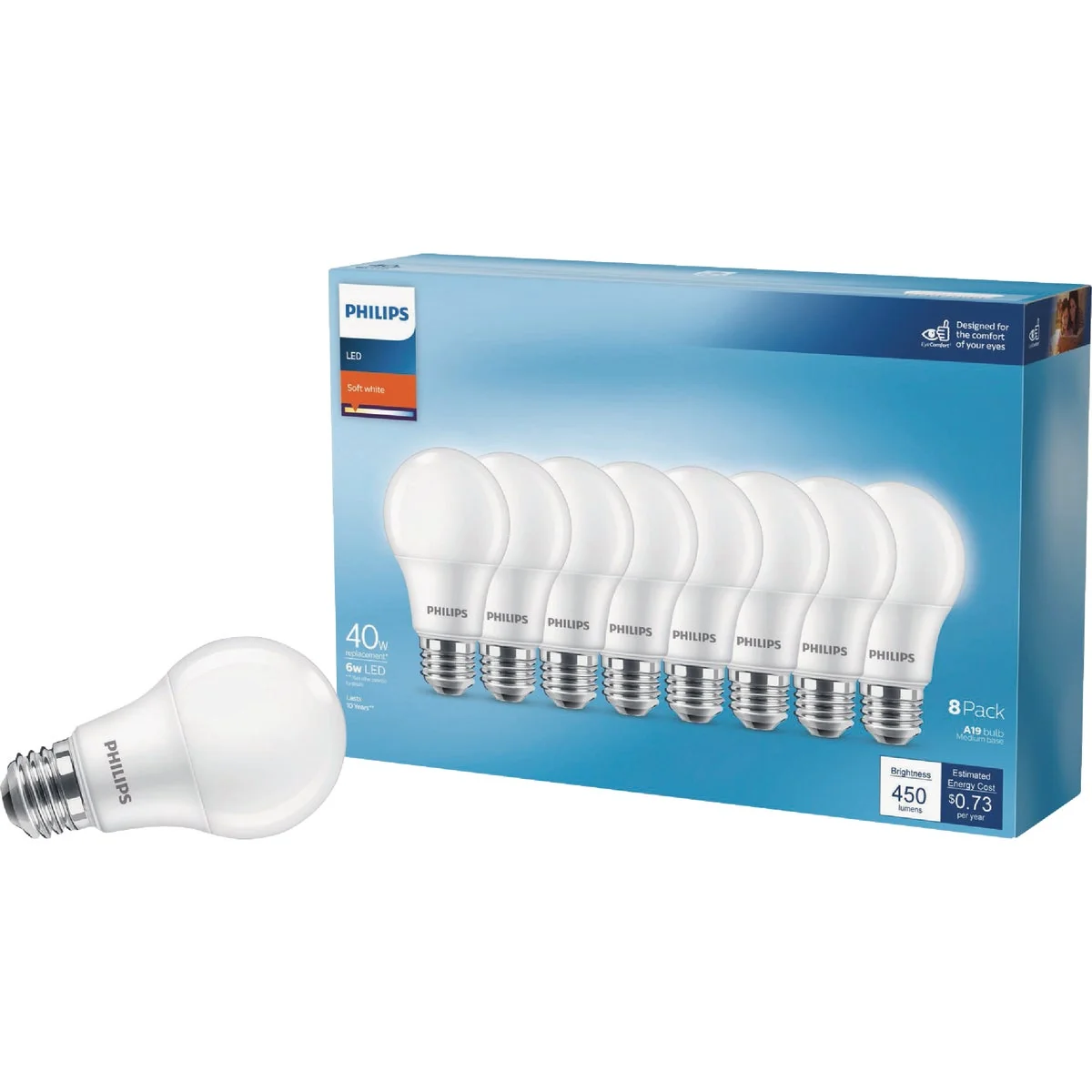 Excellent Philips 40W Equivalent Soft White A19 Medium LED Light Bulb 8-Pack Environmentally Friendly