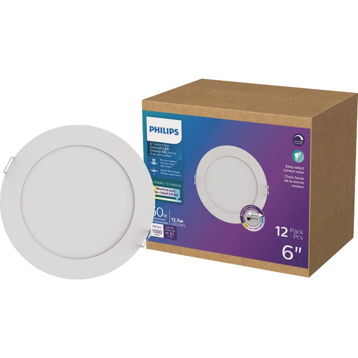 Powerful Philips 6 In. 1000 Lm. 5CCT Slim Canless Downlight 12-Pack Unique