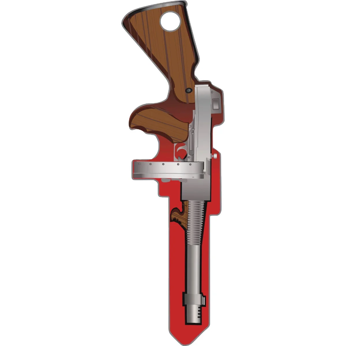 Next-Generation Lucky Line Machine Gun Key Shapes Decorative House Key - KW1 Natural