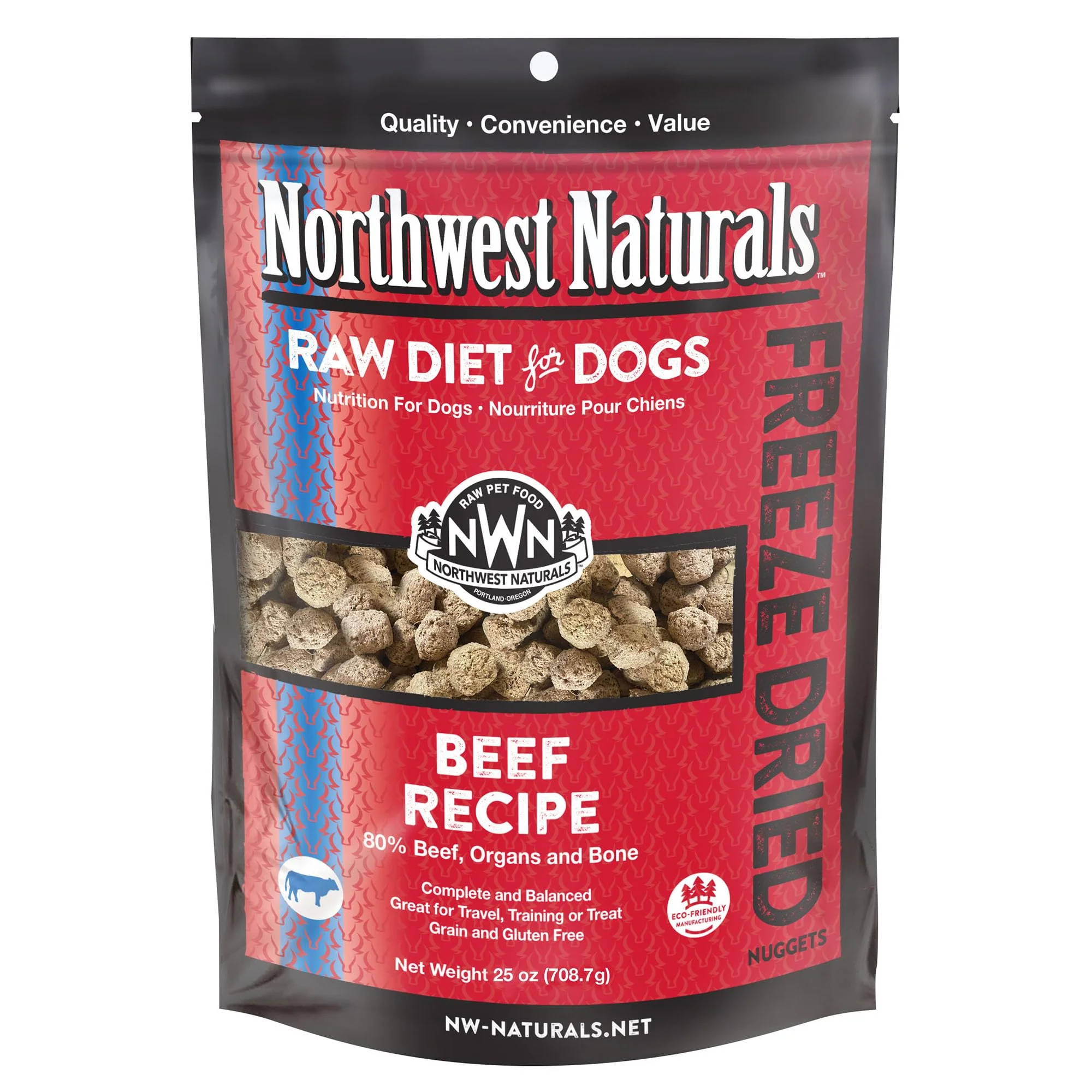 Responsible Northwest Naturals ze-Dried Beef Dog Food – Bite-Sized Nuggets Grain- USA Made 25 oz Organic