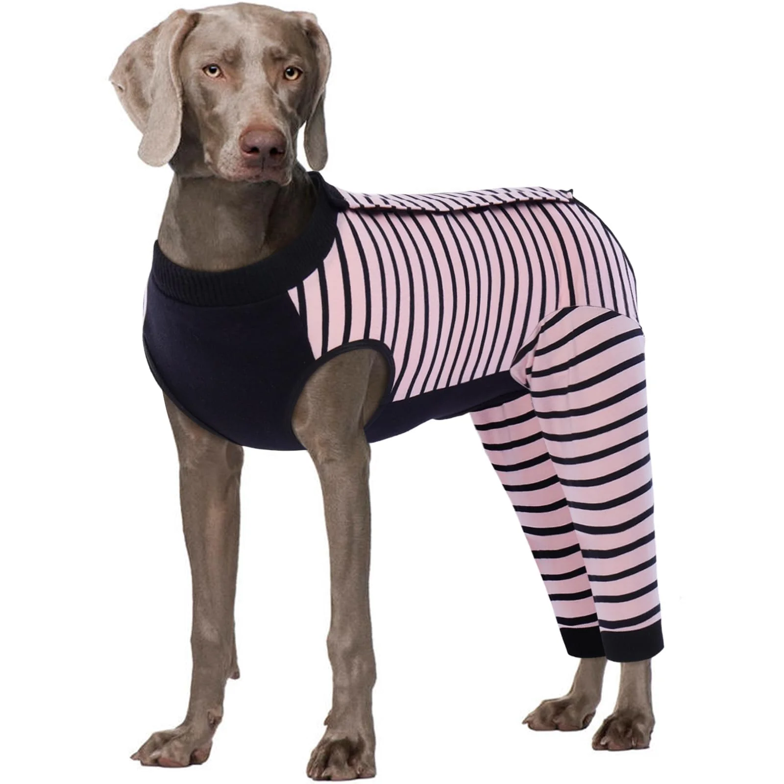 Specialty Kuoser Dog Recovery Suit Pink 4XL – Rear Leg Sleeve Anti-Licking Post-Surgery Onesie High-Quality