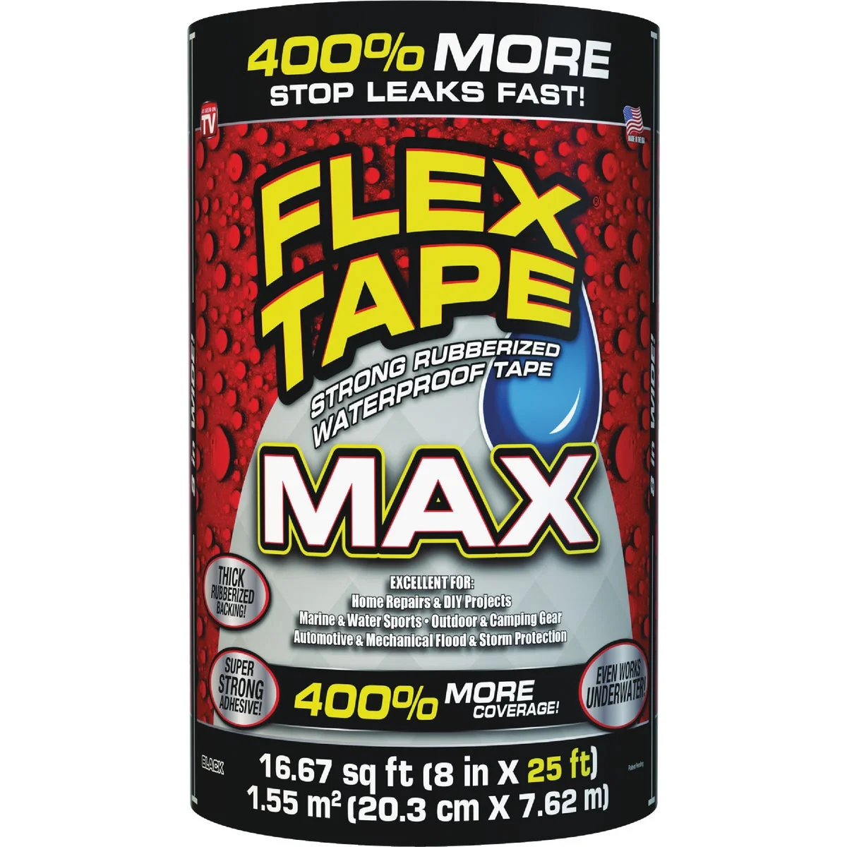 Convenient Flex Tape MAX 8 In. x 25 Ft. Duct Tape Easy-to-Use