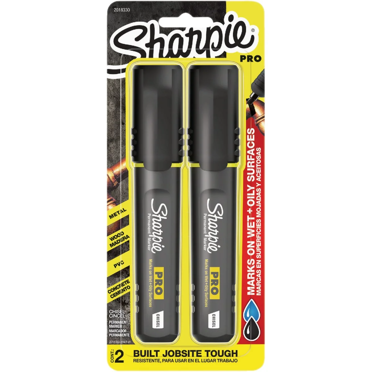 Advanced Sharpie Pro Black Chisel Tip Permanent Marker 2-Pack Smart