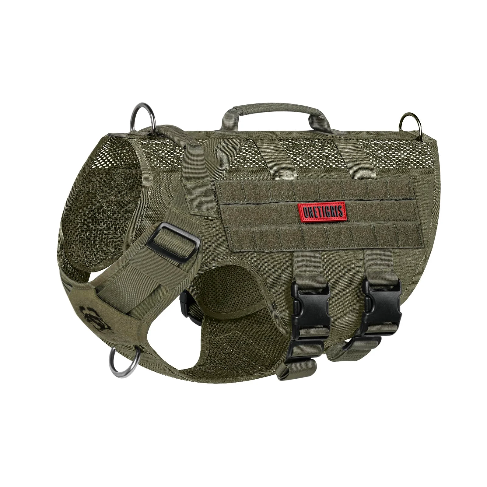 Selected OneTigris No Pull Tactical Dog Mesh Harness – Medium Green MOLLE Handles Fashionable