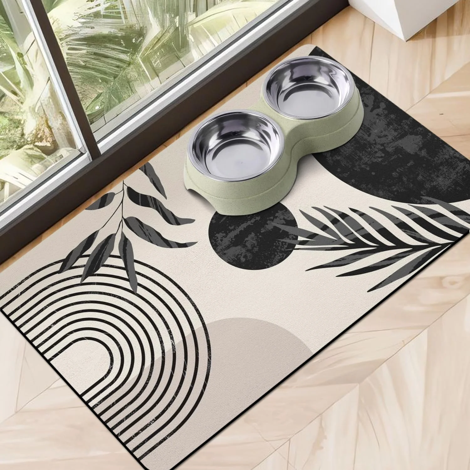 Consistent Dog Food Mats for Floors Super Absorbent Pet Cat Food Mat - Non Slip Dog Bowl Mats for Food and Water Eco-Friendly Boho Dog Placemats Feeding Mat Luxury