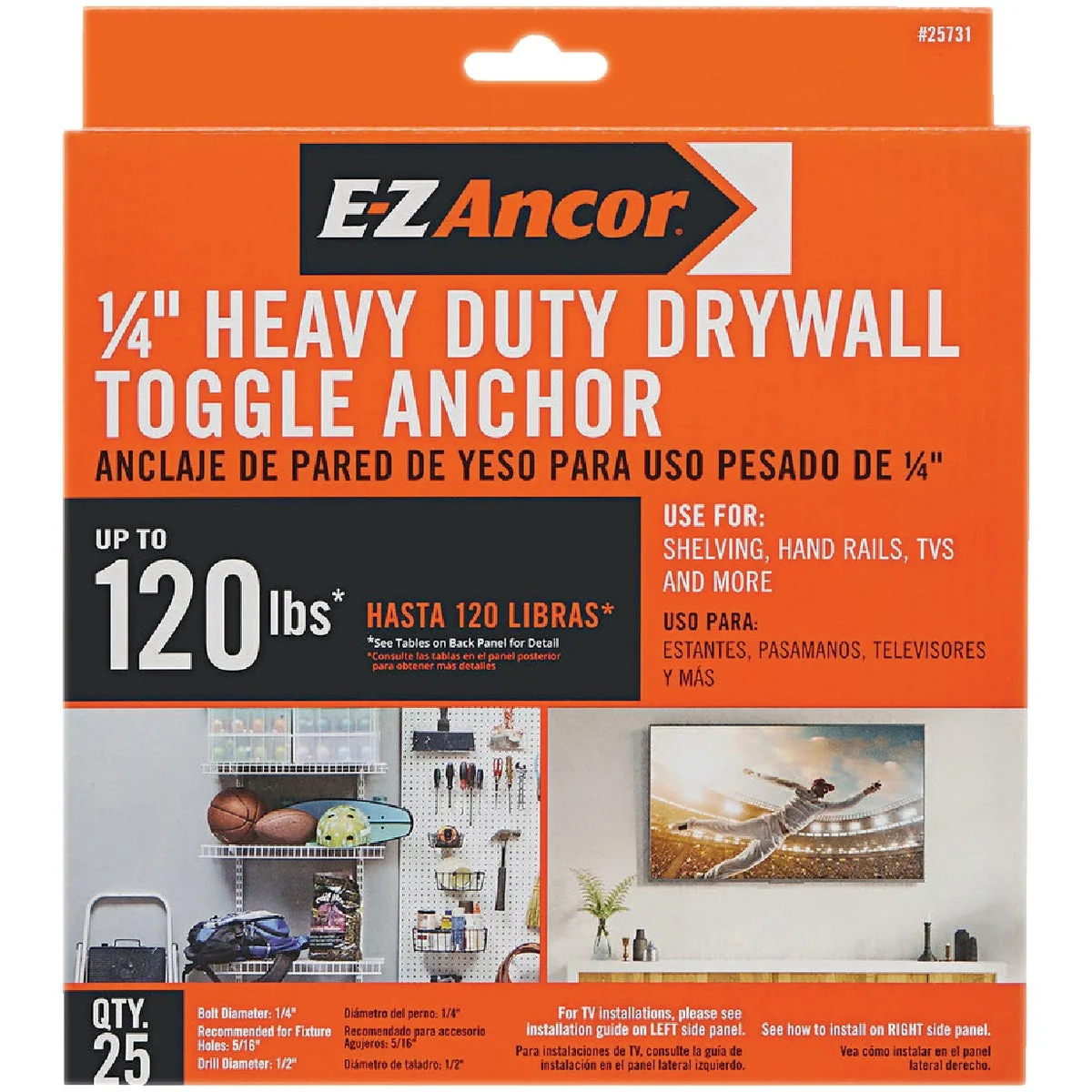 Refined E-Z Ancor 3 16 In. Heavy Duty Pull Toggle Drywall Anchor 25-Pack Convenient