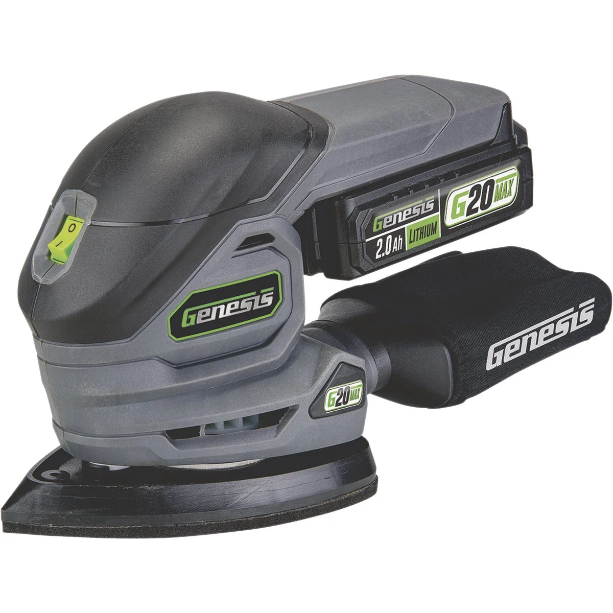 Secure Genesis 20 Volt Cordless Detail Sander Kit with 2.0 Ah Battery Charger Optimized