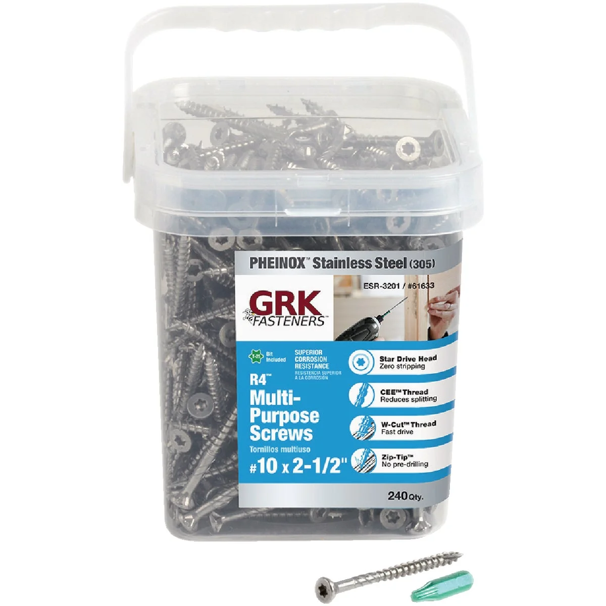 Environmentally Friendly GRK R4 10 x 2-1 2 In. Stainless Steel Multi-Purpose Wood Screws 240 Ct. Trendy