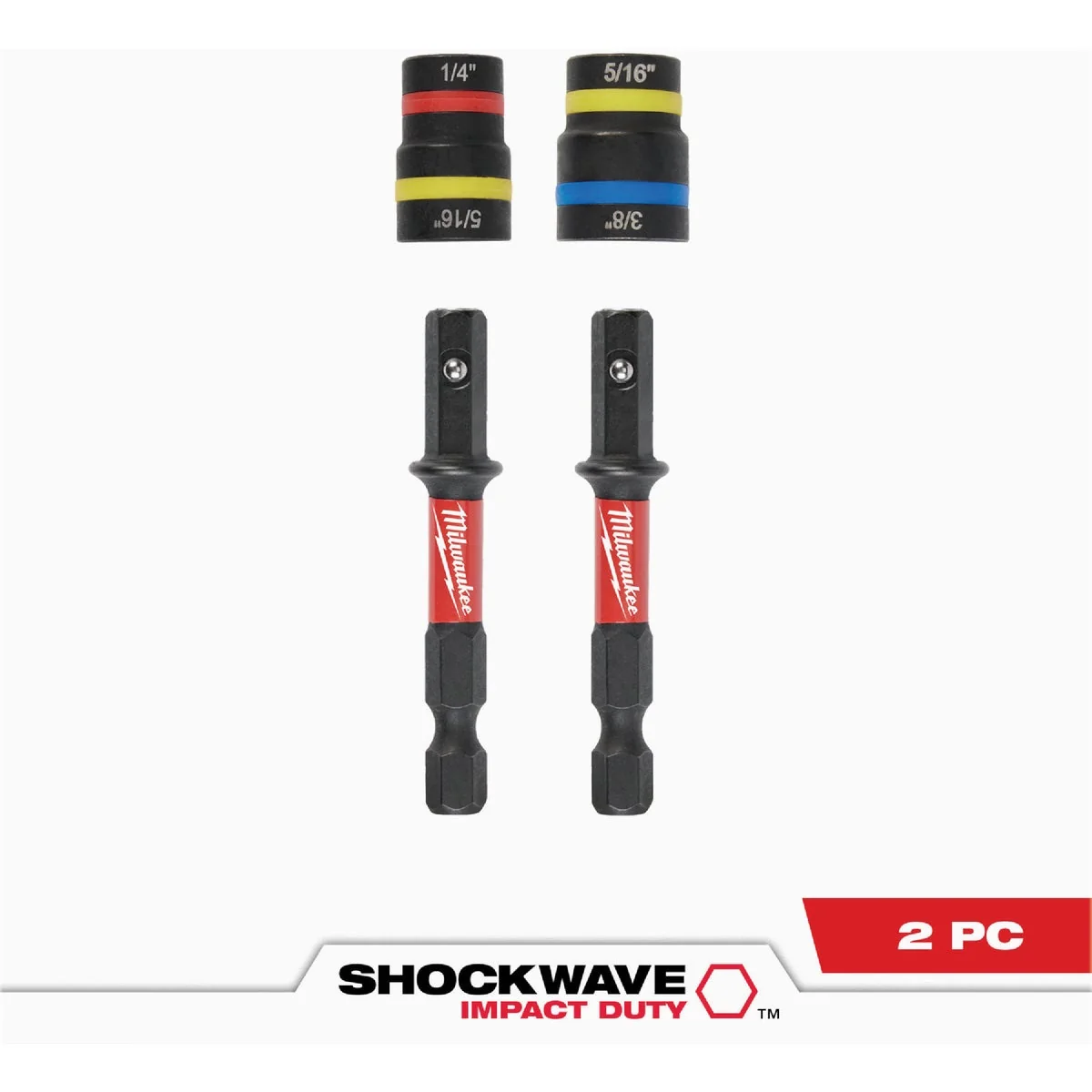 Official Milwaukee SHOCKWAVE QUIK-CLEAR 2-in-1 Magnetic Impact Nut Driver Set 2-Piece Organic