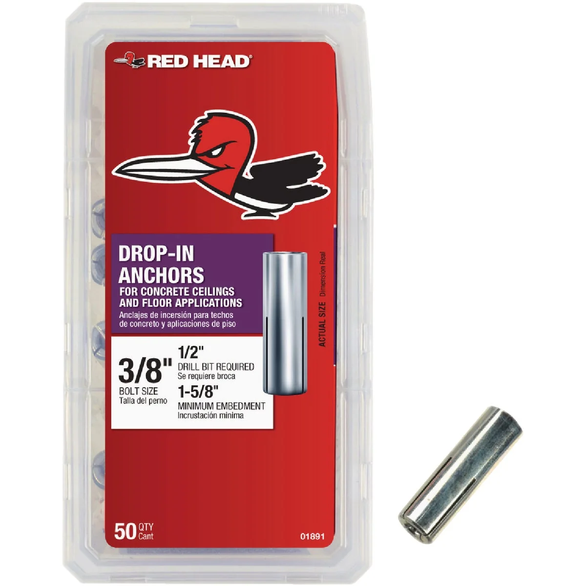 Powerful Red Head 3 8 In. Drop-In Anchor 50 Ct. Original Design