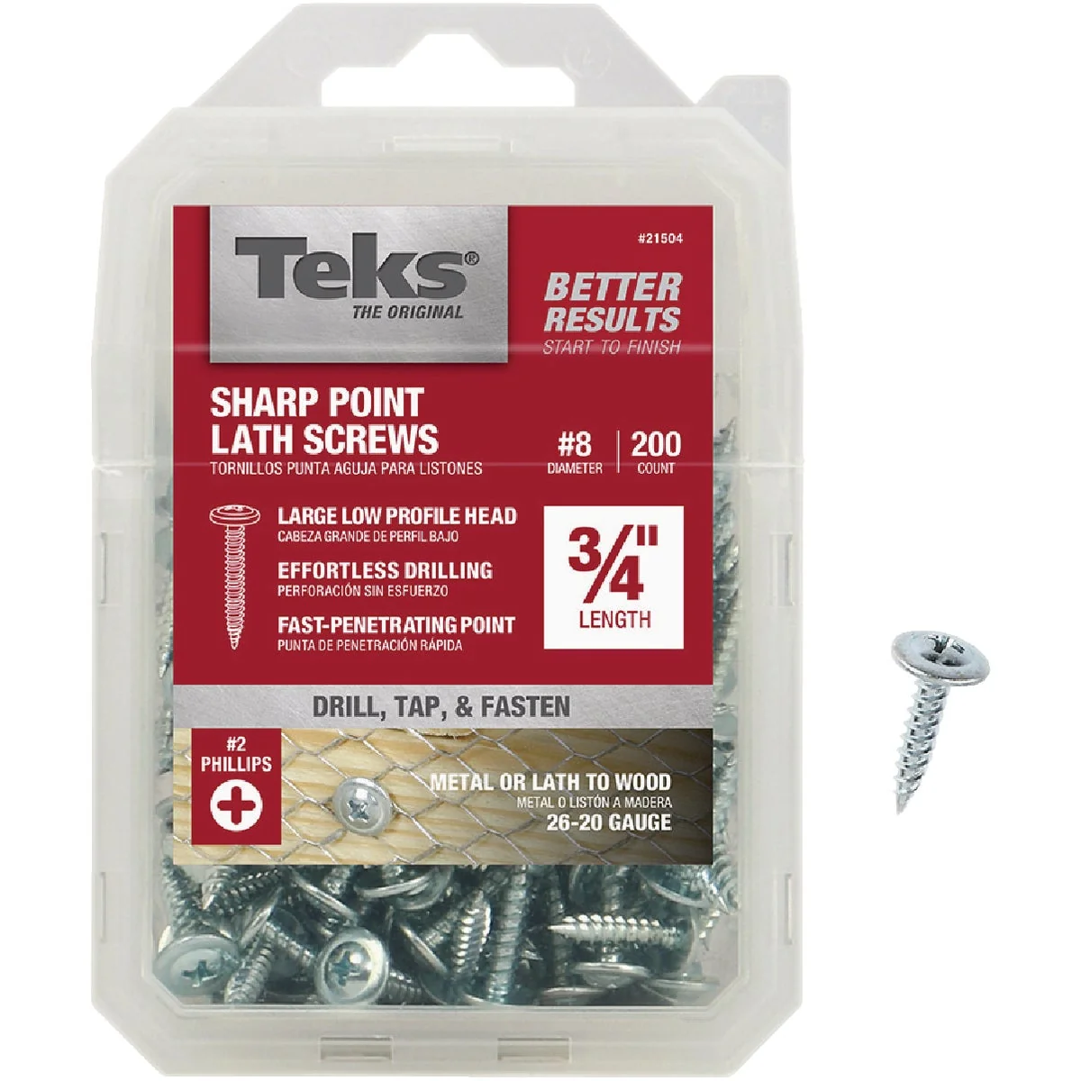 Eco-Friendly Teks 8 x 3 4 In. Modified Truss Head Sharp Point Lath Screw 200 Ct. Proven