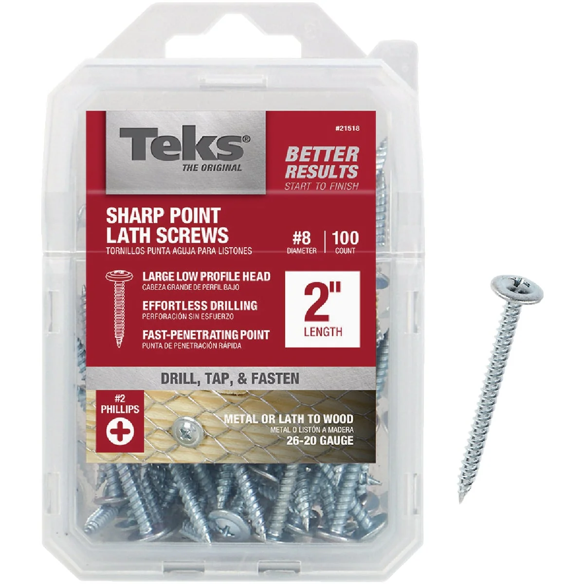 Exclusive Teks 8 x 2 In. Modified Truss Head Sharp Point Lath Screw 100 Ct. Prestigious